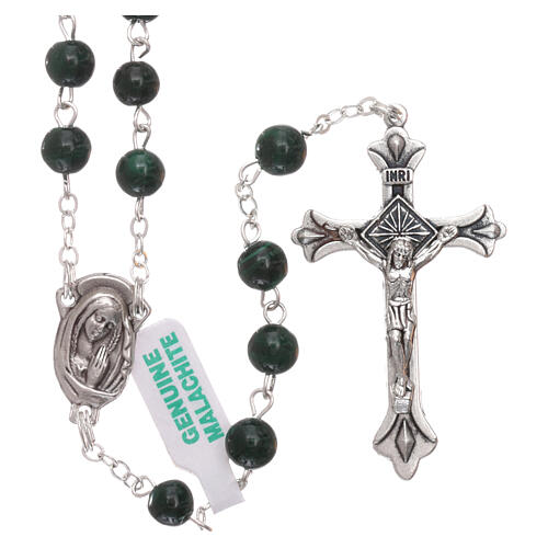 Rosary made of real green malachite 6 mm 1