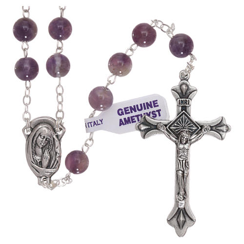 Rosary with grains in genuine amethyst 6 mm 1