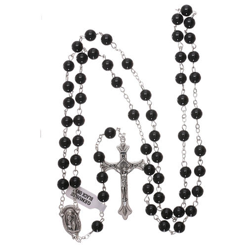 Rosary with grains in genuine black onyx 6 mm 4