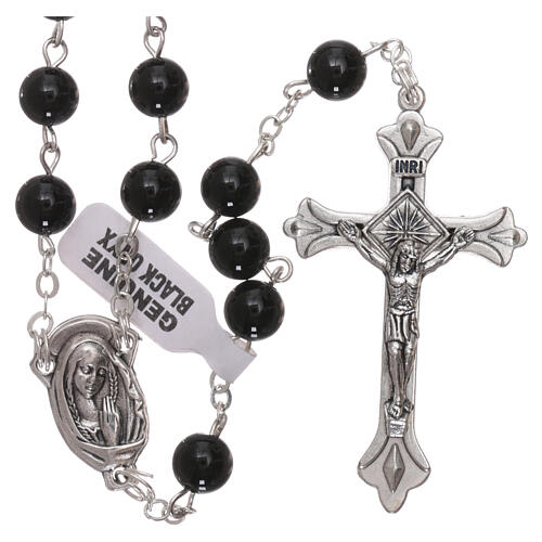Rosary with real onyx beads 6 mm 1