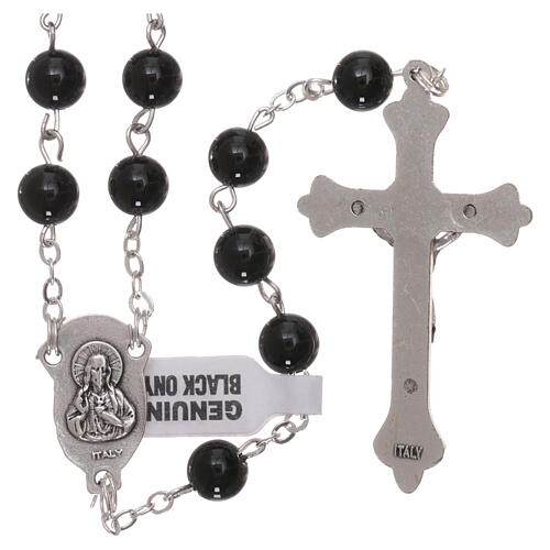 Rosary with real onyx beads 6 mm 2