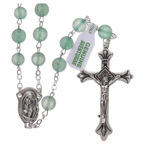 Rosary with grains in genuine aventurine 6 mm 1