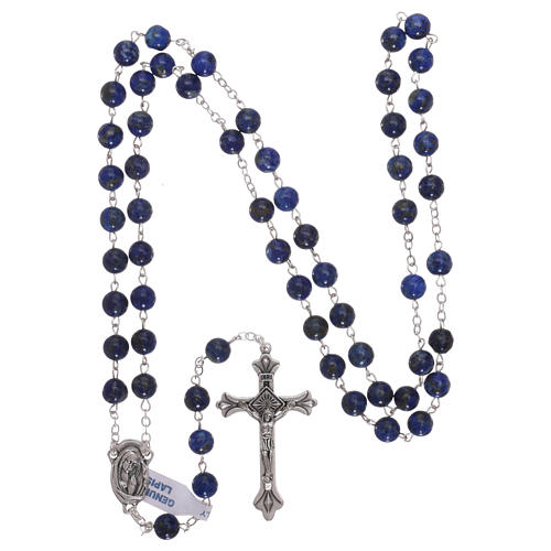 Rosary with grains in genuine lapis 6 mm 4