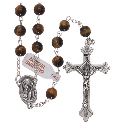 Rosary with grains in genuine tiger eye 6 mm 1
