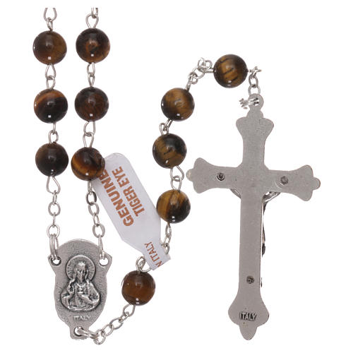 Rosary with grains in genuine tiger eye 6 mm 2