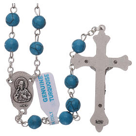 Rosary with grains in genuine turquoise 6 mm
