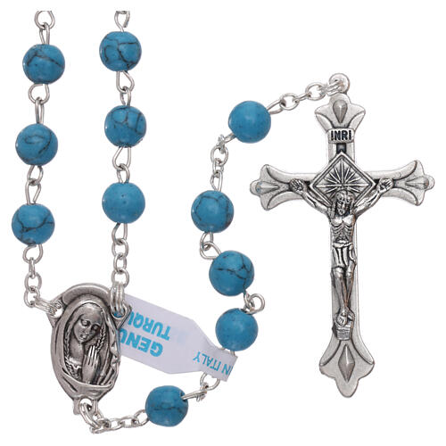 Rosary with turquoise paste beads of 6 mm 1