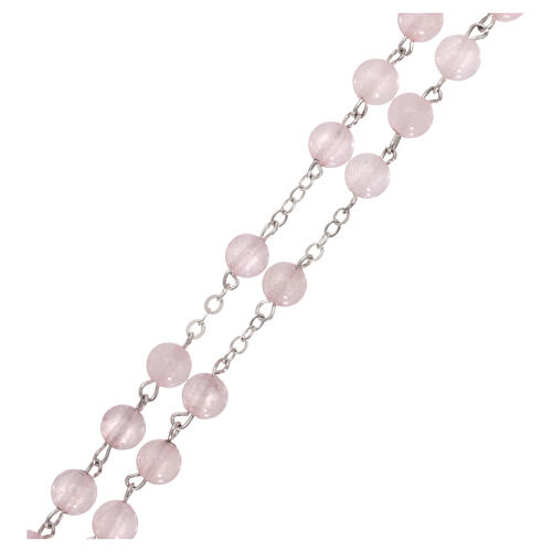 Rosenkranz mit rosafarbenen Perlen aus Quarz, 6 mm 3