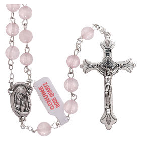 Rosary with pink quartz beads 6 mm