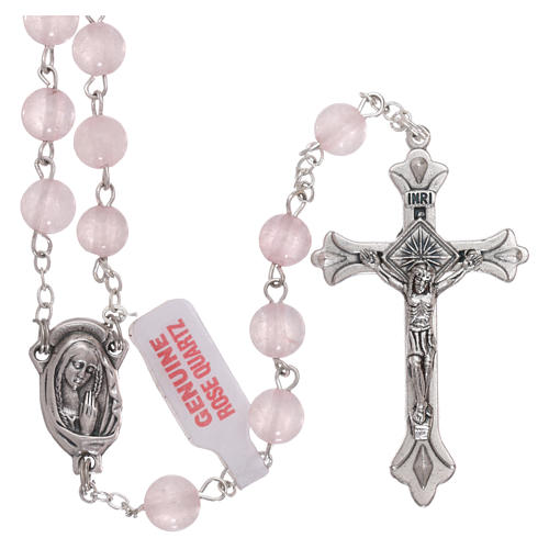 Rosary with pink quartz beads 6 mm 1