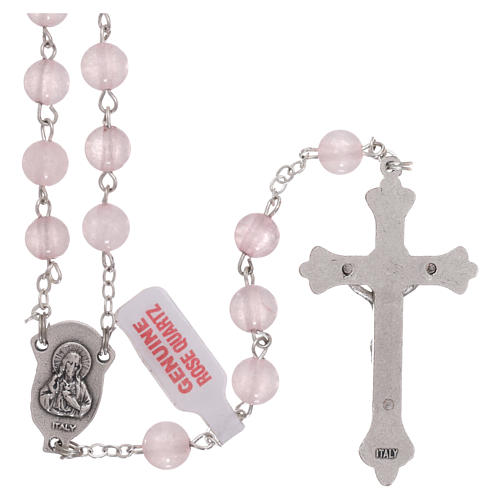 Rosary with pink quartz beads 6 mm 2