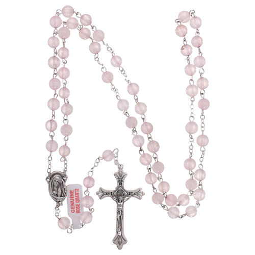 Rosary with pink quartz beads 6 mm 4