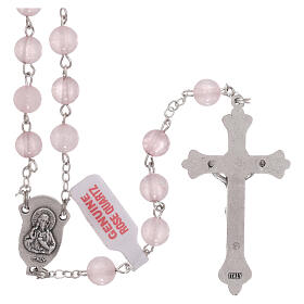 Rosary with real rose quartz beads of 6 mm