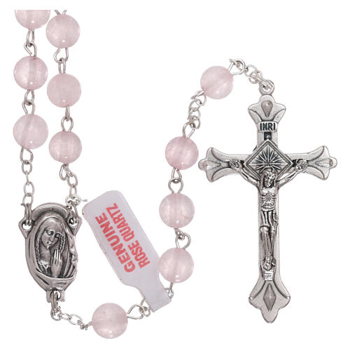 Rosary with real rose quartz beads of 6 mm 1