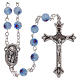 Rosary in glass murrine style with flowers and striping on light blue grains 6 mm s1