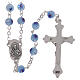 Rosary in glass murrine style with flowers and striping on light blue grains 6 mm s2