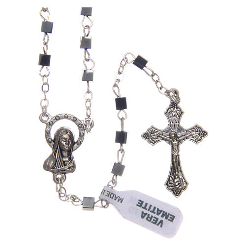 Hematite rosary with square beads 3 mm 1