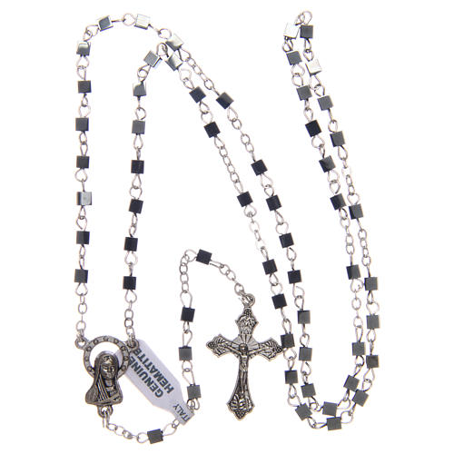 Hematite rosary with square beads 3 mm 4