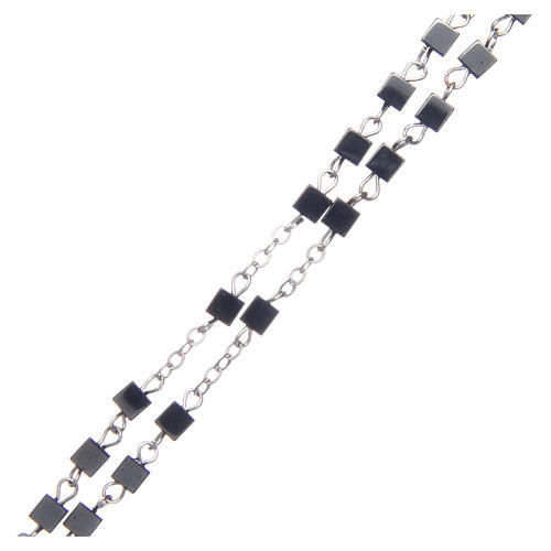 Rosenkranz aus Metall mit eckigen Perlen aus Hematit, 4 mm 3