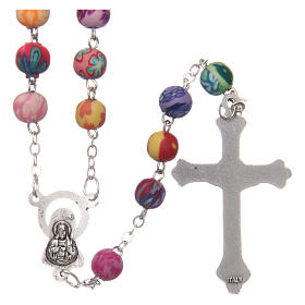 Rosary with round multicoloured fimo beads 6 mm