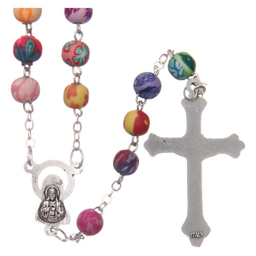 Rosary with round multicoloured fimo beads 6 mm 2