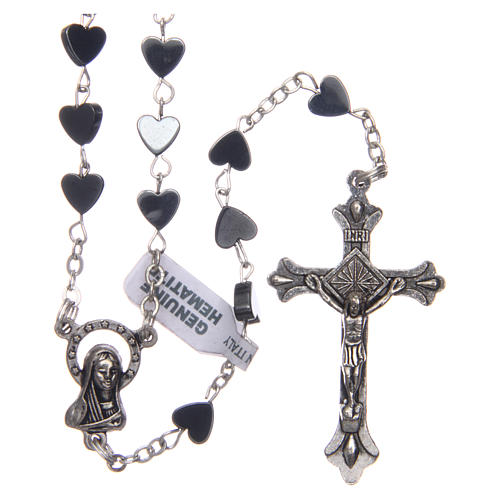 Heart-shaped hematite rosary 6 mm 1