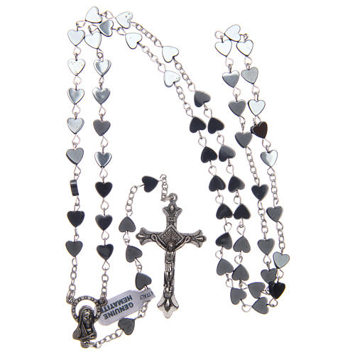 Heart-shaped hematite rosary 6 mm 4