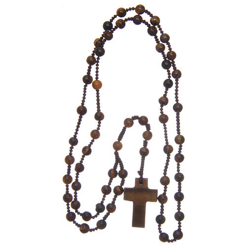 Rosary round beads and cross of stone 6 mm 4
