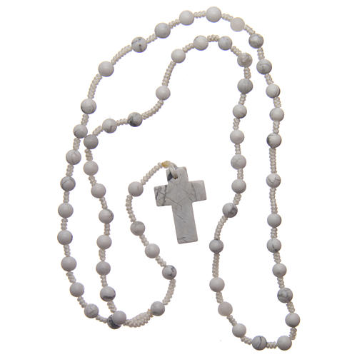 Rosary with 6mm round beads and stone cross 4