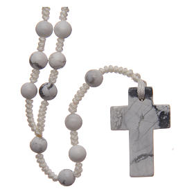 Rosario grani tondi 6 mm croce in pietra