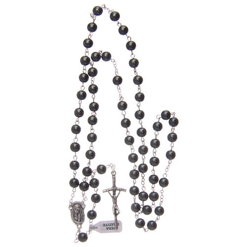 Rosary round beads of hematite 6 mm 4