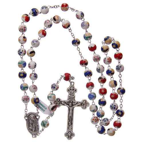 Decorated ceramic rosary with round beads 8 mm 4