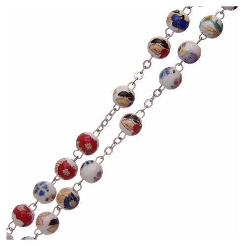 Rosary round beads of decorated ceramic 8 mm 3