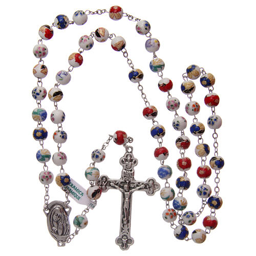 Rosary round beads of decorated ceramic 8 mm 4