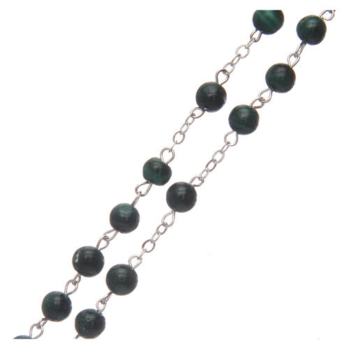 Rosenkranz mit dunkelgrünen Perlen aus Malachit, 6 mm 3