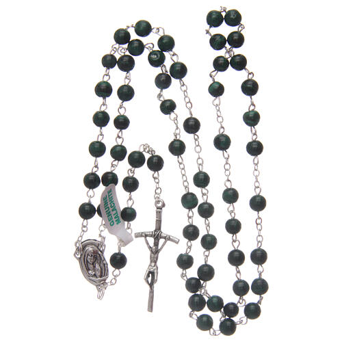 Rosenkranz mit dunkelgrünen Perlen aus Malachit, 6 mm 4