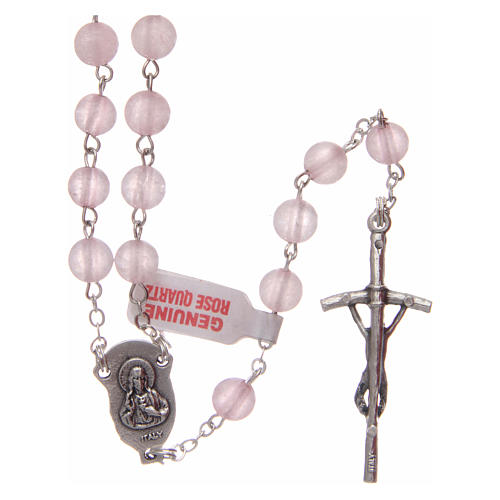 Rosary with real pink quartz beads 6 mm 2