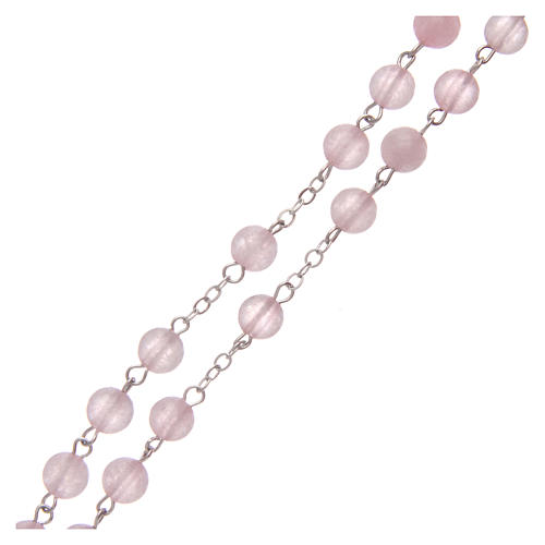 Rosary with real pink quartz beads 6 mm 3