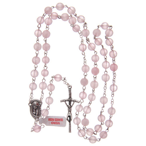 Rosary with real pink quartz beads 6 mm 4