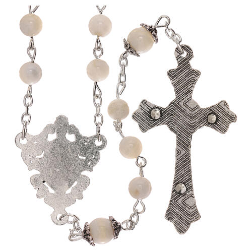 Rosary of Our Lady with white freshwater pearls 4 mm 2