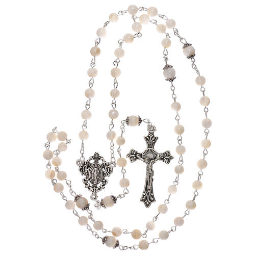 Rosary of Our Lady with white freshwater pearls 4 mm 4