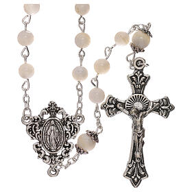 Rosary white cultured freshwater pearls Our Lady 4 mm
