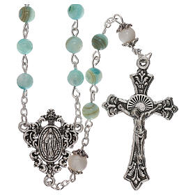 Rosary of Our Lady with freshwater pearls, turquoise amber-coloured, 4 mm