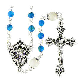 Rosary of Our Lady with freshwater pearls, turquoise amber-coloured, 4 mm