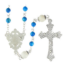 Rosary of Our Lady with freshwater pearls, turquoise amber-coloured, 4 mm