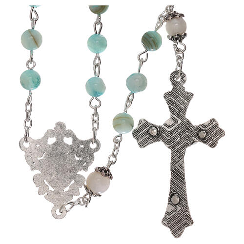 Rosary of Our Lady with freshwater pearls, turquoise amber-coloured, 4 mm 2