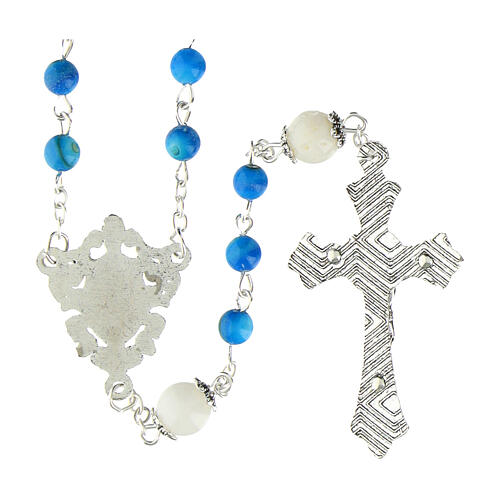 Rosary light blue cultured freshwater pearls Our Lady 4 mm 2