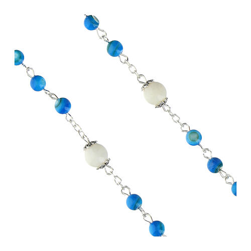 Rosary light blue cultured freshwater pearls Our Lady 4 mm 3