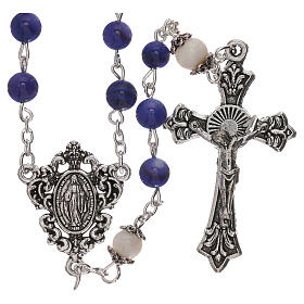 Rosary of Our Lady with blue freshwater pearls 4 mm