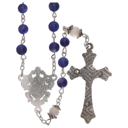 Rosary of Our Lady with blue freshwater pearls 4 mm 2